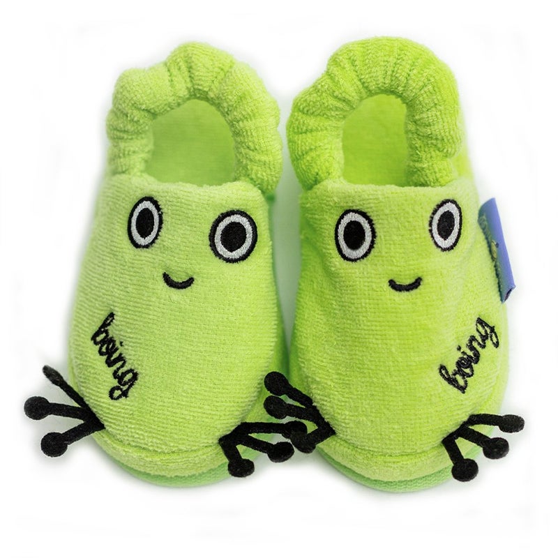 Milk & Moo Toddler Slippers, 18cm 100% Cotton, Kids Indoor Slippers, Non-Slip Soft Sole, Slip-On Lightweight, Breathable, Ideal for Home, Bath, Indoor Use, Cacha Frog Design, For Boys and Girls, 2-4 Years Old - Image 2